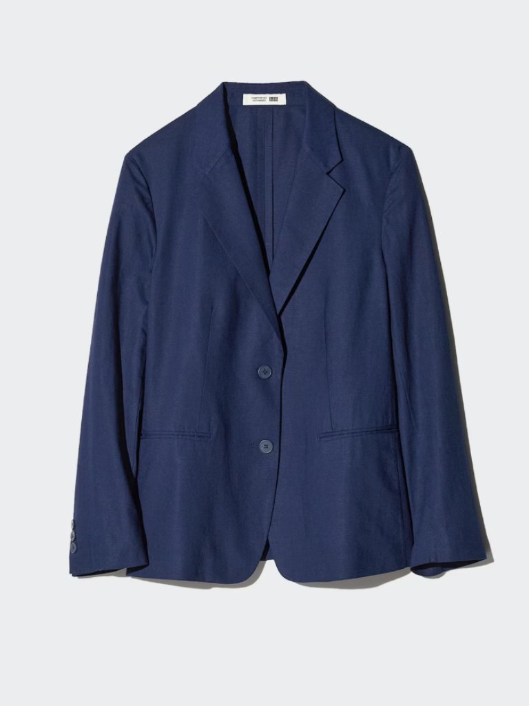 Nwt Uniqlo X Comptoir Des Cotonniers - Linen Blend Jacket Blazer Blue Small